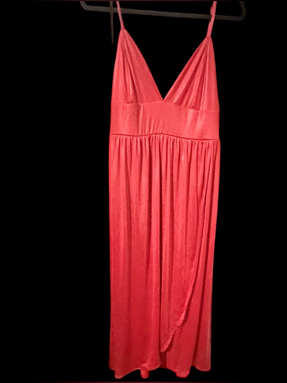 Urban Outfitters ~Slip Dress ~Bright Red ~Satin-Like ~Tulip Hem w/ Slit ~ V-Neck